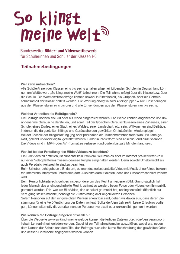 Teilnahmebedingungen